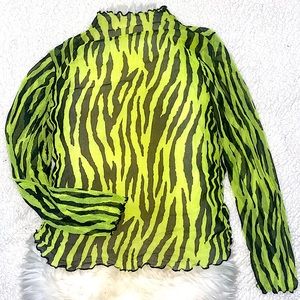 FOREVER21, neon green zebra, Plus Size 0x= L reg
